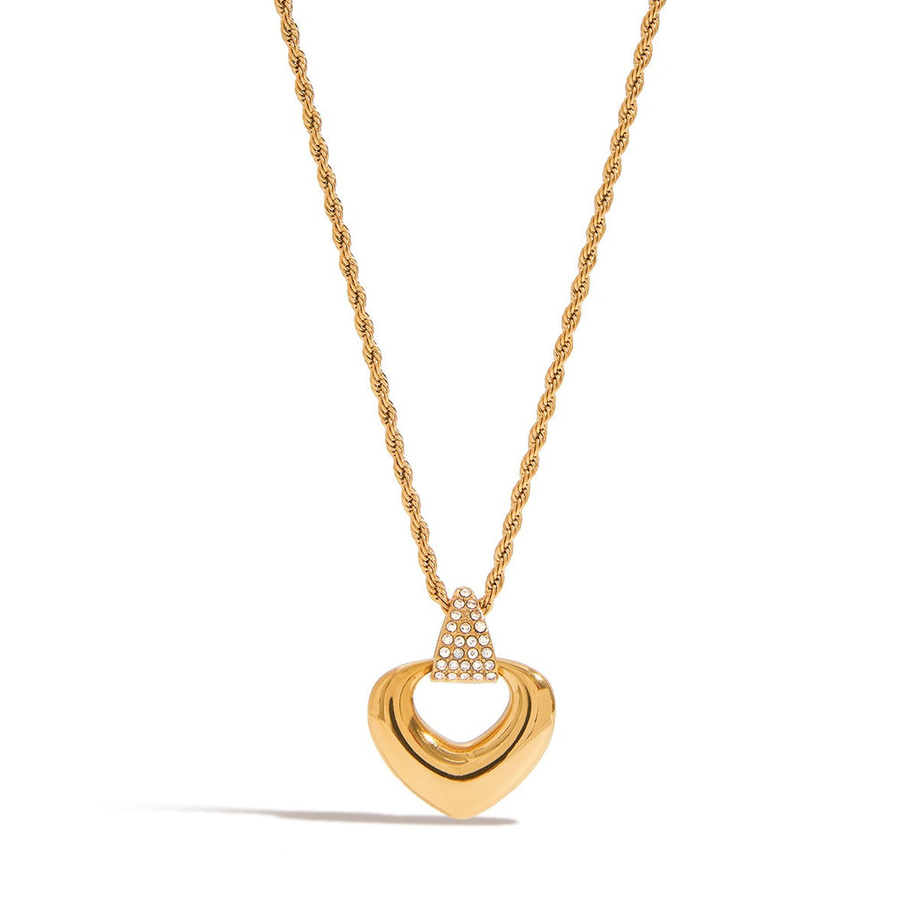 Heart Design Metal Pendant Necklace 18K PVD Waterproof Stainless Steel Chains Necklace for Women Daily Jewelry_N031
