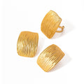 Geometric Texture Vintage Square Stud Earring Ring Set - Set011