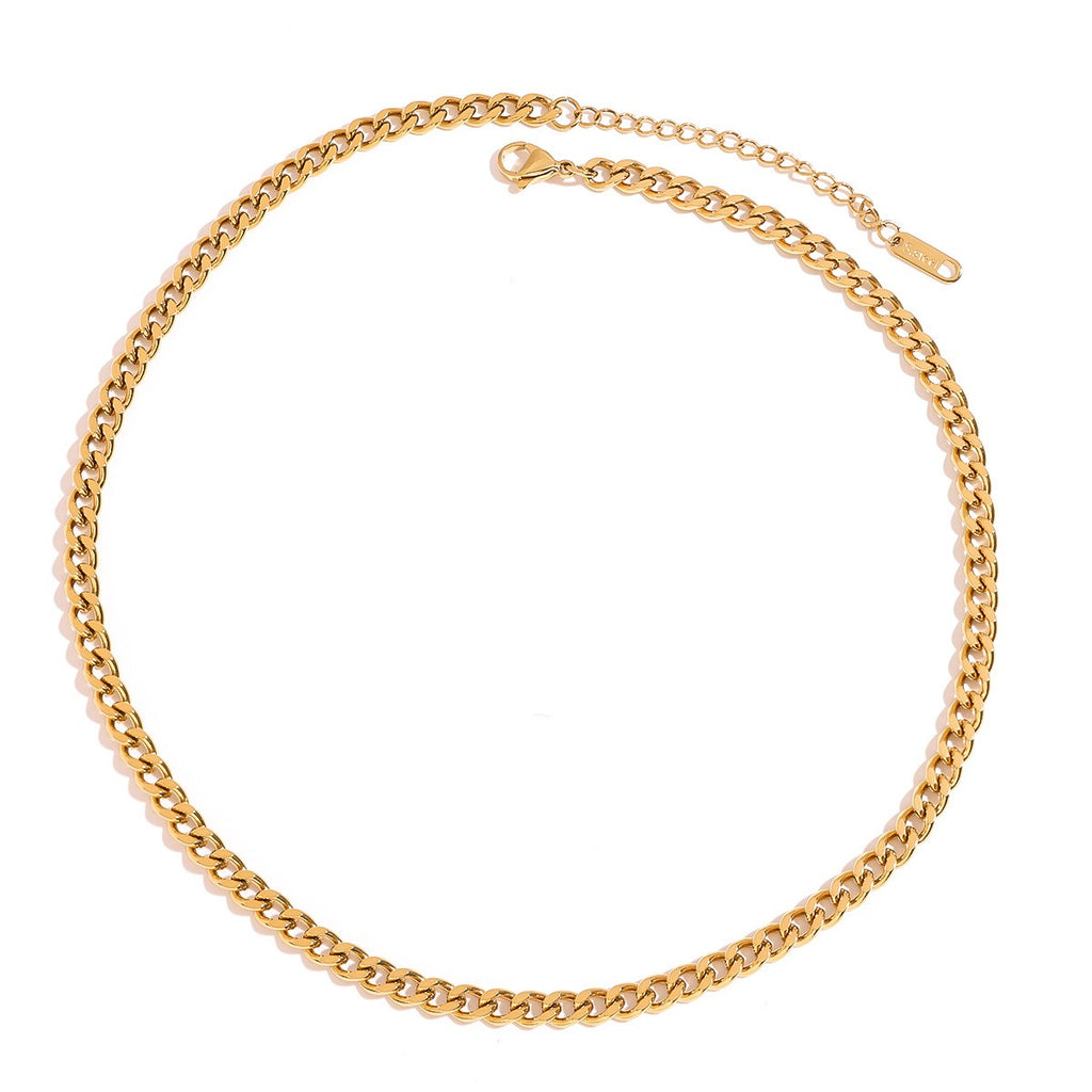 Single Chain Choker Necklace - PVD18K Gold Plated 316L Stainless Steel (SC02)_N047