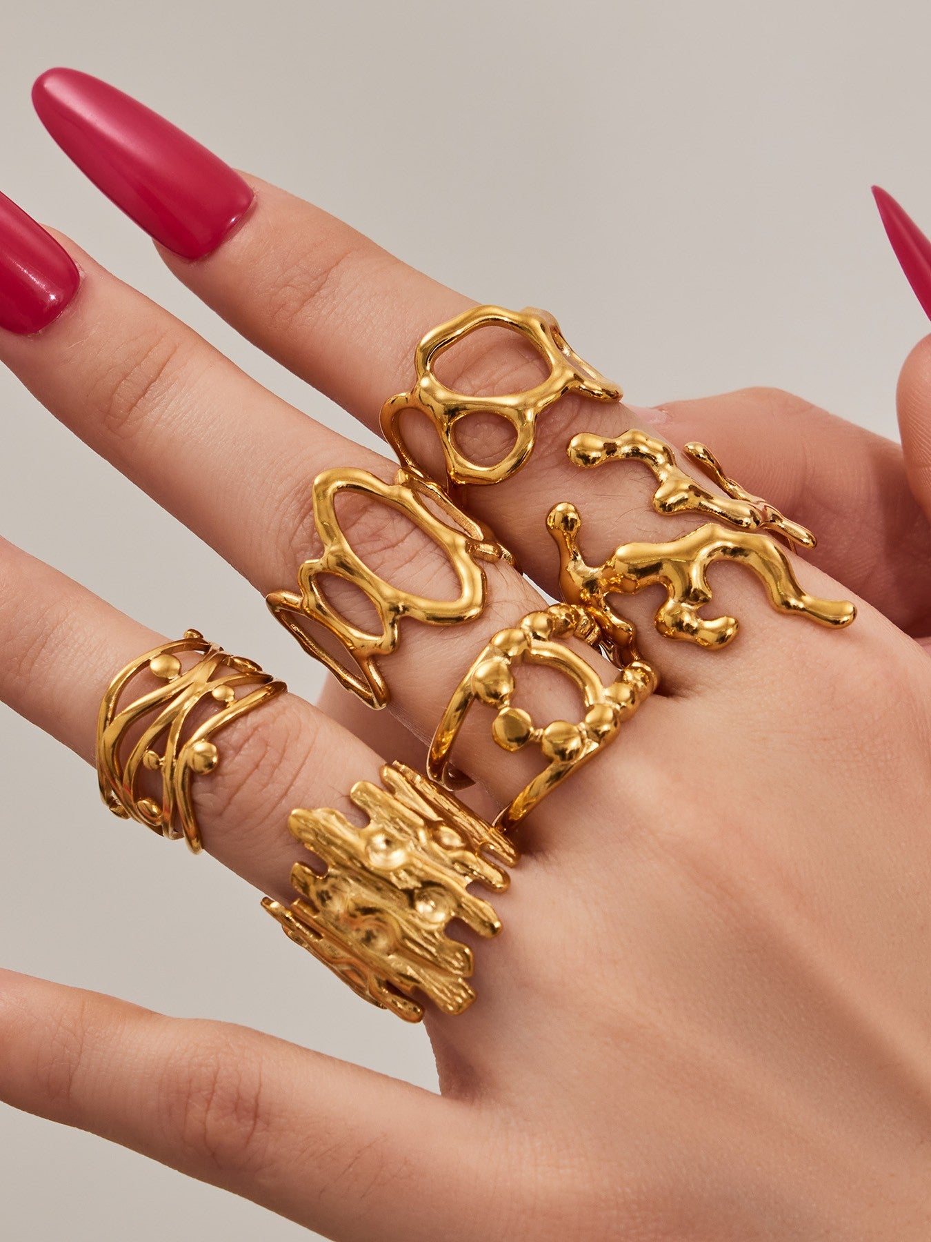 Light Luxury Rings- 18K PVD Gold Plated 316L Stainless Steel - R060