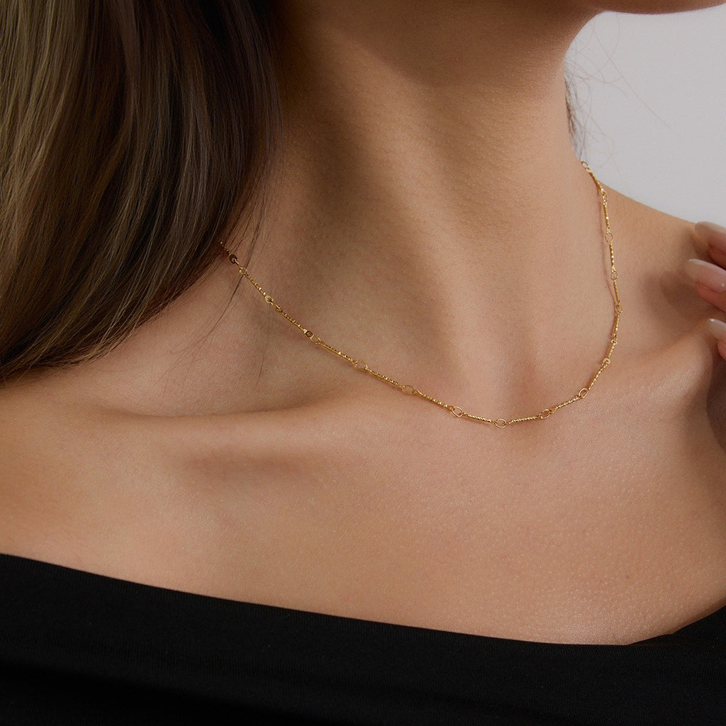 Single Chain Choker Necklace - PVD18K Gold Plated 316L Stainless Steel (SC03)_N048