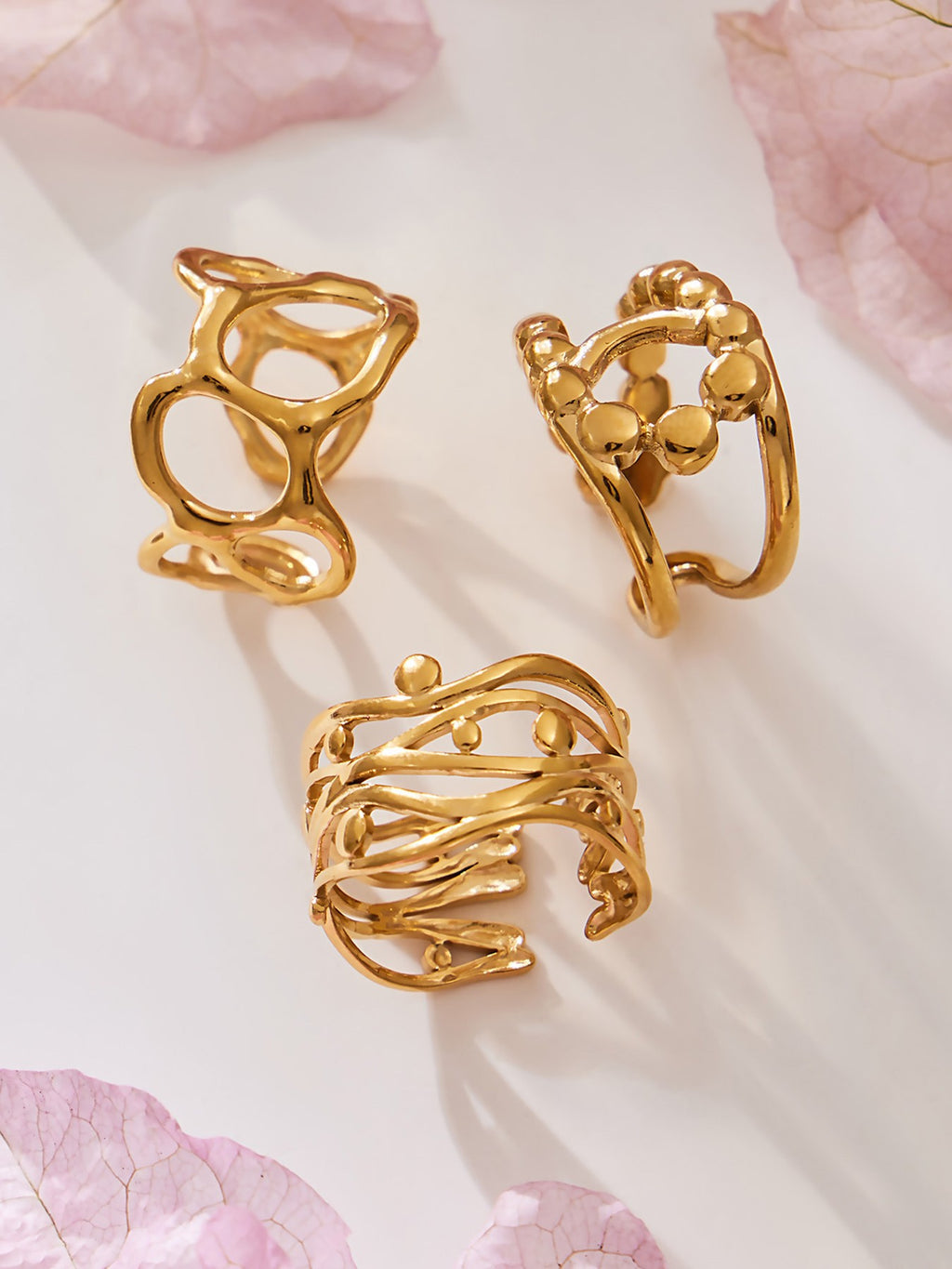 Light Luxury Rings- 18K PVD Gold Plated 316L Stainless Steel - R060