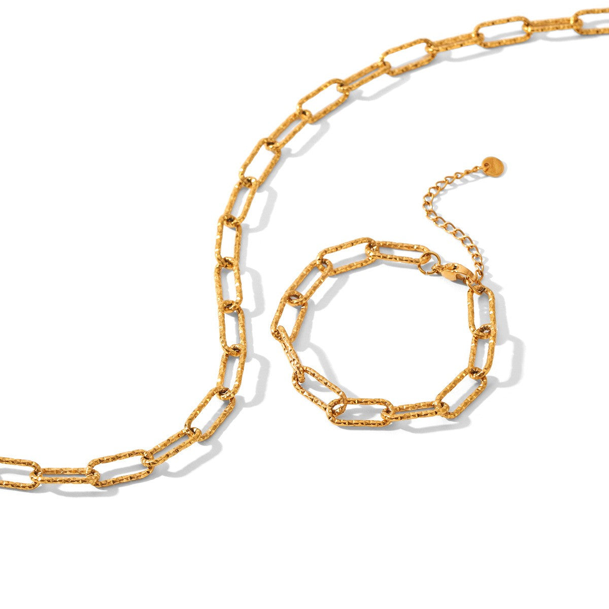 Threaded Chain Choker Necklace -PVD18K Gold Plated 316L Stainless Steel - N038