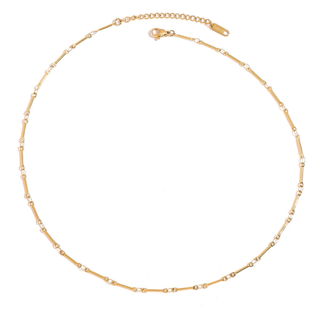 Single Chain Choker Necklace - PVD18K Gold Plated 316L Stainless Steel (SC03)_N048