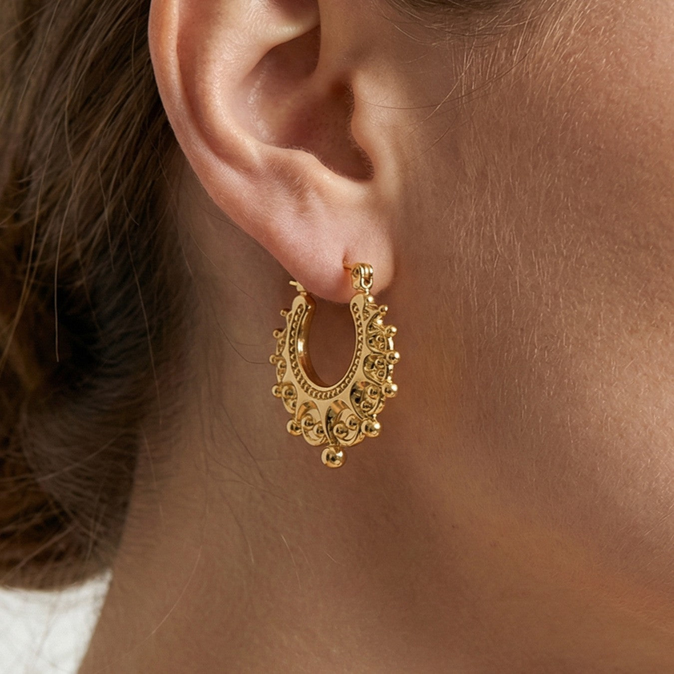 Exaggerated Texture Earrings Hoop Earrings- PVD 18k Gold Plated 316L Stainless Steel_E-045
