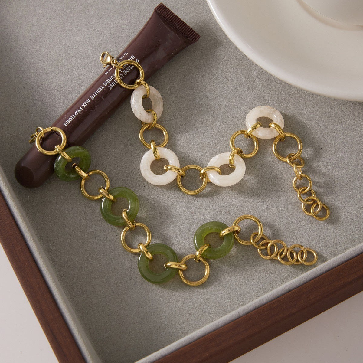 Chain Resin Bracelet for Women - PVD18K Gold Plated 316L Stainless Steel_B065