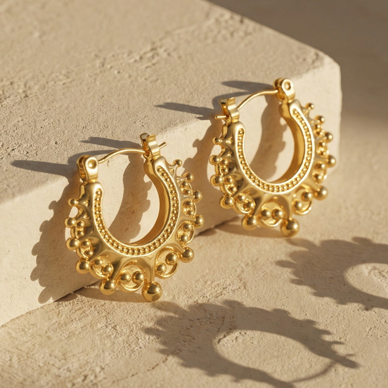 Exaggerated Texture Earrings Hoop Earrings- PVD 18k Gold Plated 316L Stainless Steel_E-045