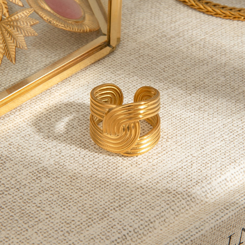 Simple Hollow Wide Open Ring-18K PVD Gold Plated\ 316L Stainless Steel - R056