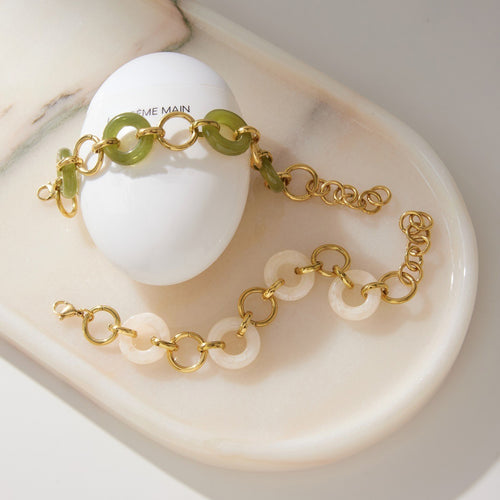 Chain Resin Bracelet for Women - PVD18K Gold Plated 316L Stainless Steel_B065