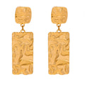 Oversize Geometric Rectangular Pendant Drop Earrings -  PVD 18k Gold Plated 316L Stainless Steel_E-033