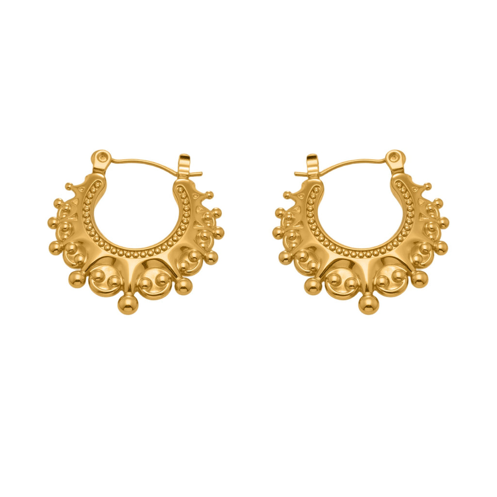 Exaggerated Texture Earrings Hoop Earrings- PVD 18k Gold Plated 316L Stainless Steel_E-045