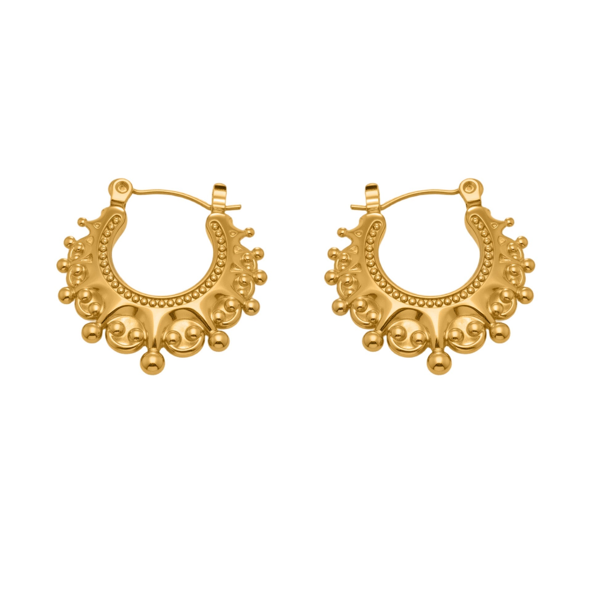 Exaggerated Texture Earrings Hoop Earrings- PVD 18k Gold Plated 316L Stainless Steel_E-045
