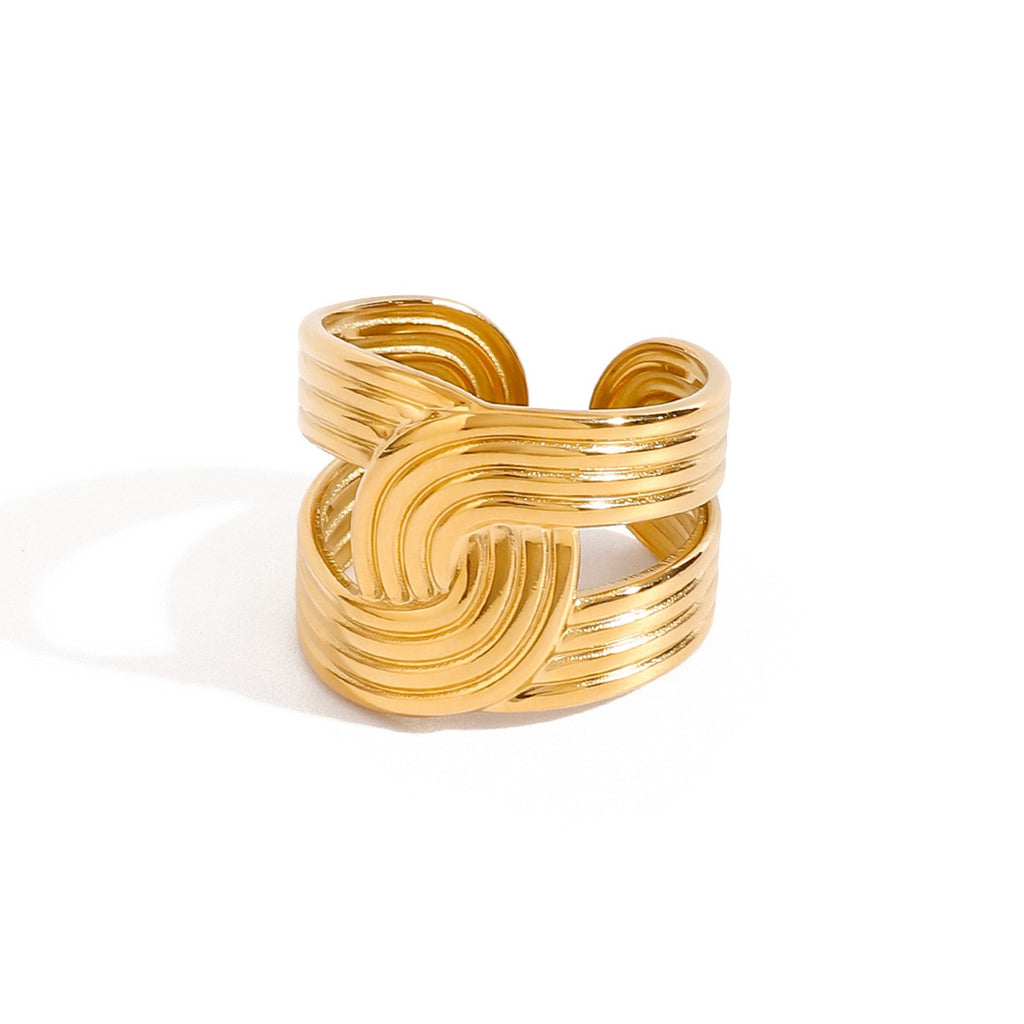 Simple Hollow Wide Open Ring-18K PVD Gold Plated\ 316L Stainless Steel - R056