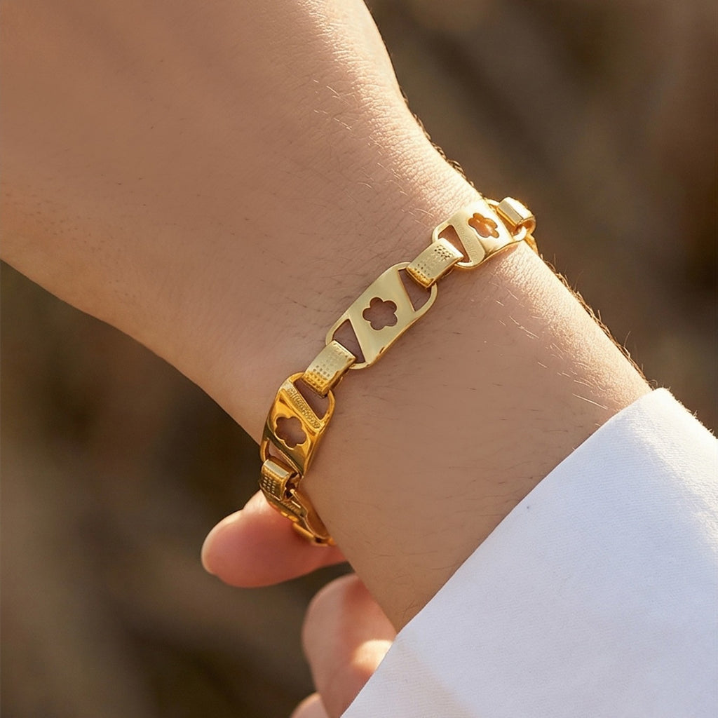 Flower Design Bracelet - PVD18K Gold Plated 316L Stainless Steel_B059