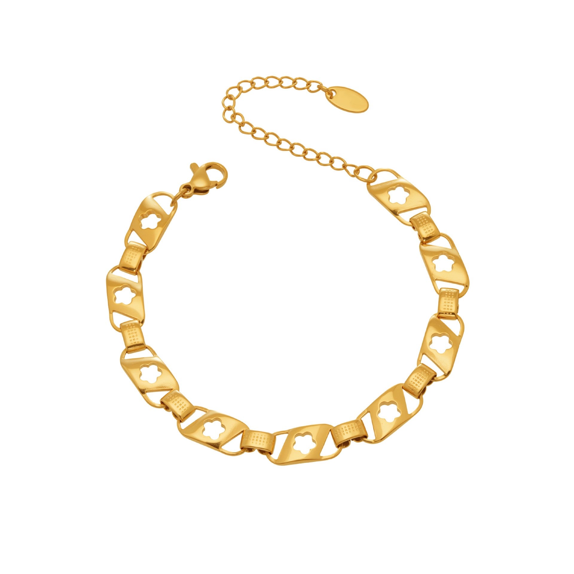 Flower Design Bracelet - PVD18K Gold Plated 316L Stainless Steel_B059