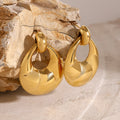 Ribbed Smooth Horn Bag Hollow Waterproof Earrings  - PVD 18k Gold Plated 316L Stainless Steel_E-050