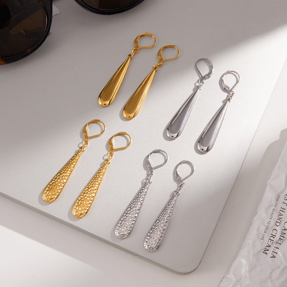 Water drop Earrings  - PVD 18k Gold Plated 316L Stainless Steel_E-051