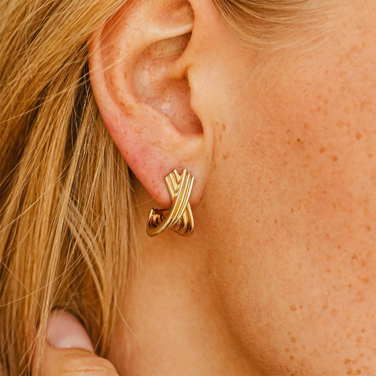 Vintage French Fence Shield Earrings - PVD 18k Gold Plated 316L Stainless Steel_E-043