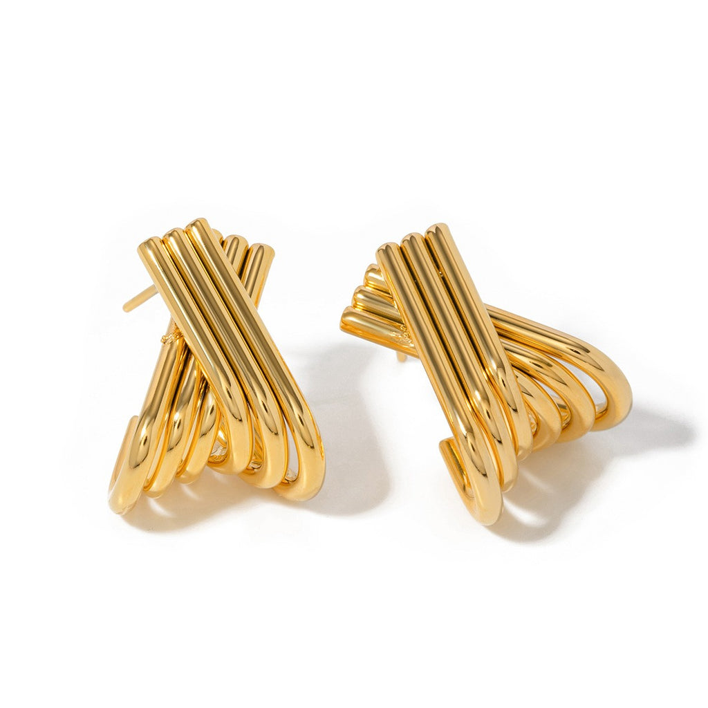 Vintage French Fence Shield Earrings - PVD 18k Gold Plated 316L Stainless Steel_E-043