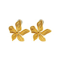 Engraved Texture Flower Stud Earrings- PVD 18k Gold Plated 316L Stainless Steel_E-035
