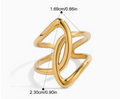 Wave Line Ring -18K PVD Gold Plated 316L Stainless Steel - R058