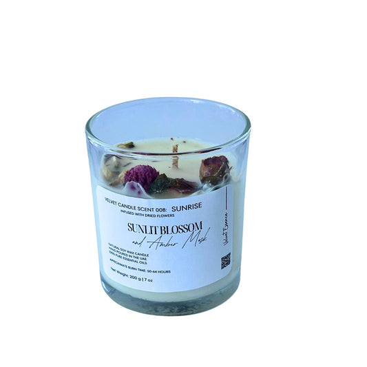 Velvet Candle-008-Sunrise-Floral Serenity Collection: Sunlit Blossom & Amber Musk