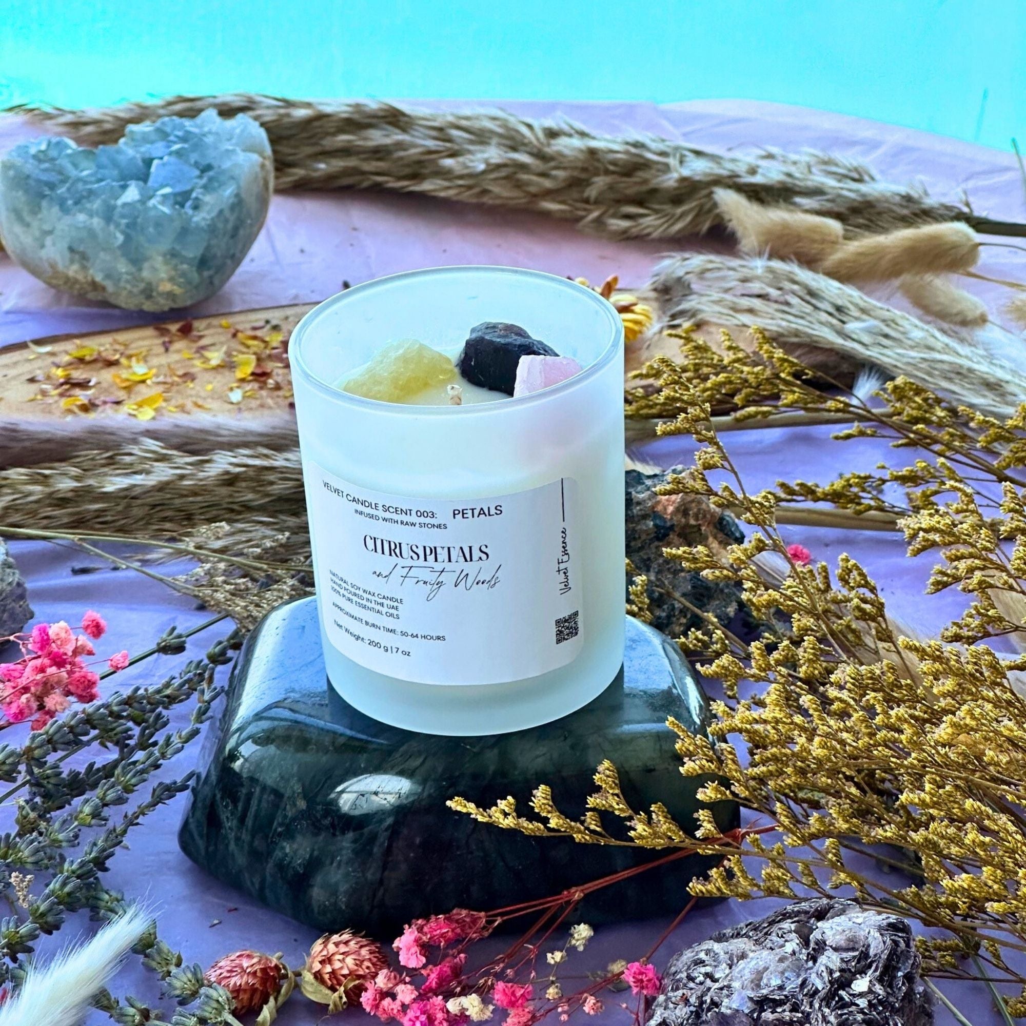 Velvet Candle 003-Petals-Crystal Candle Collection: Citrus Petals and Fruity Woods