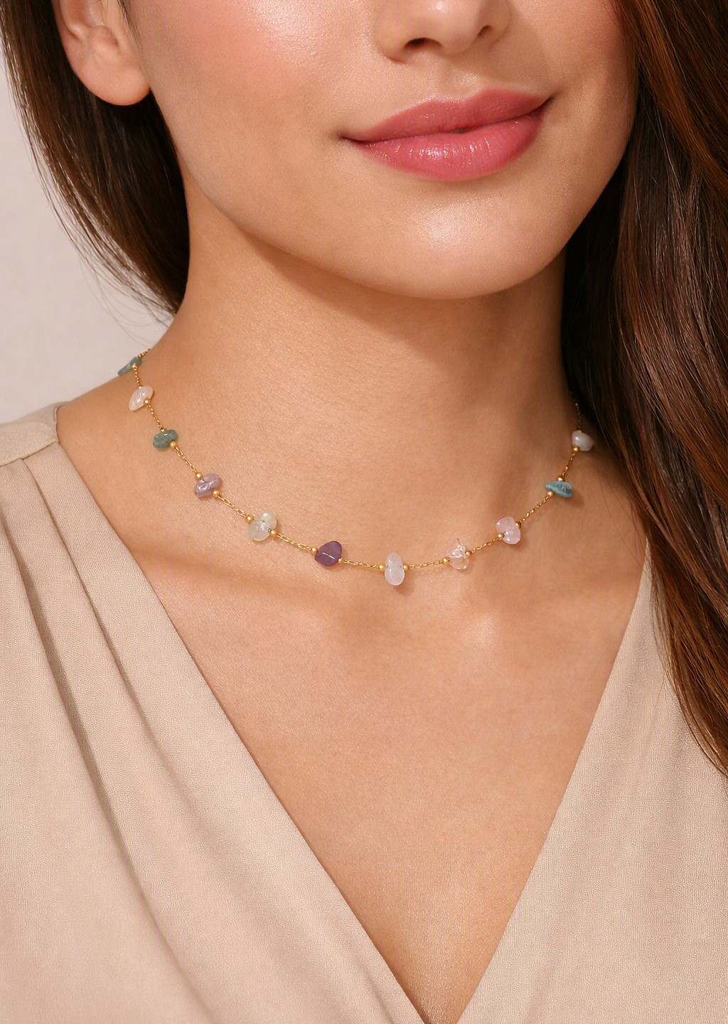 Colored Crystal Natural Stone Necklace