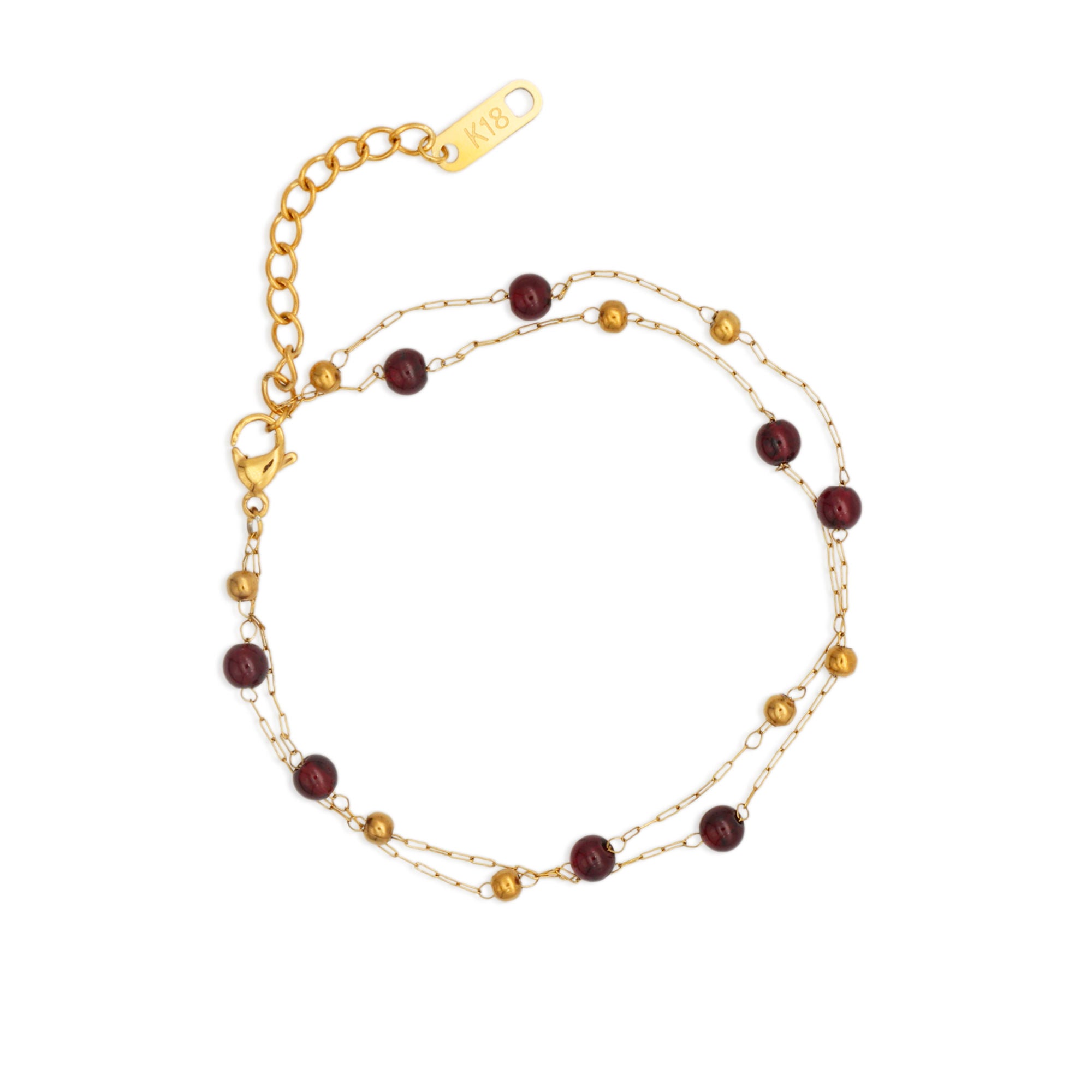 Double-layer Chain Natural Gem Power Stone Bracelet - PVD 18k Gold Plated 316L Stainless Steel_B009