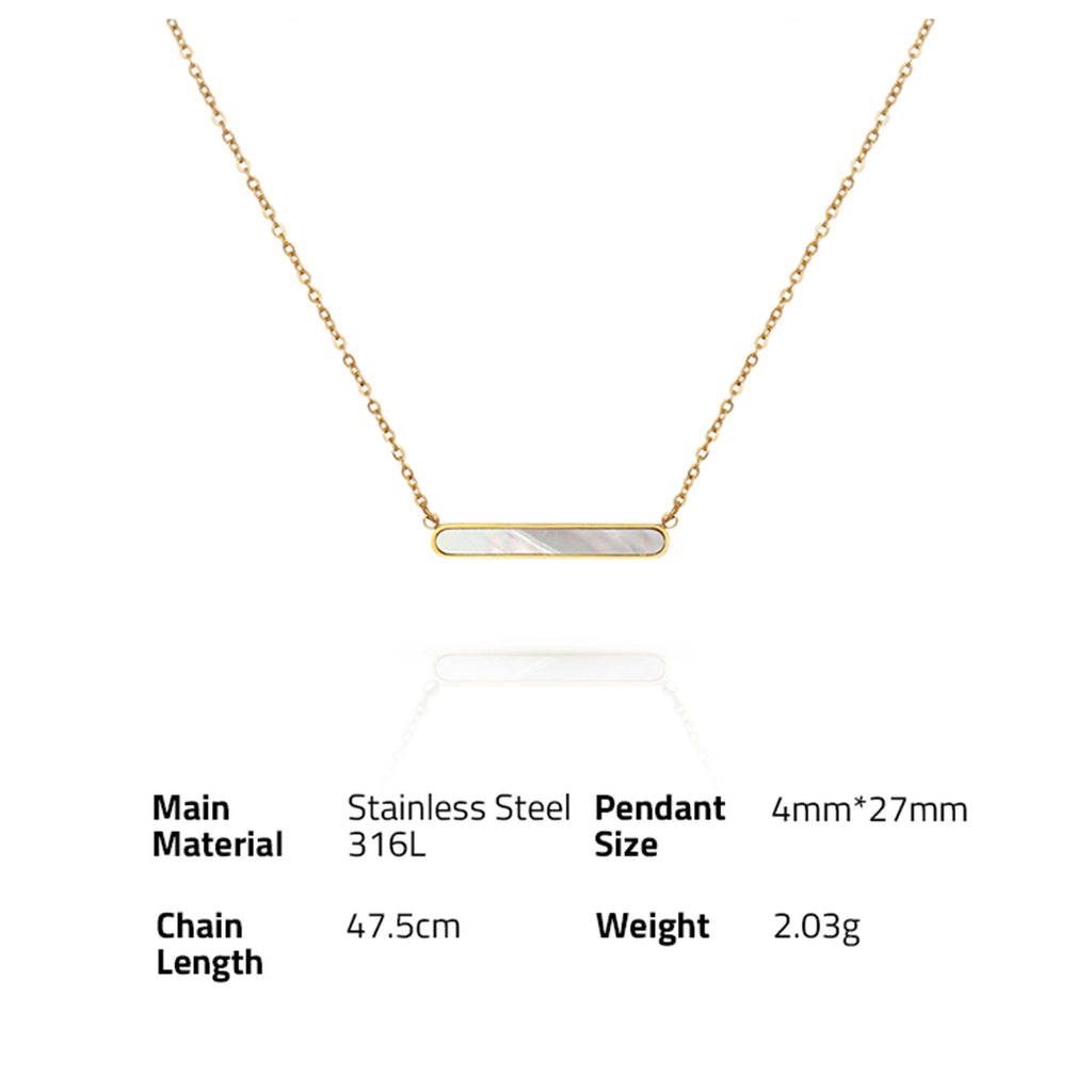 Natural Shell bar Pendant Necklace - PVD18K Gold Plated 316L Stainless Steel_N055