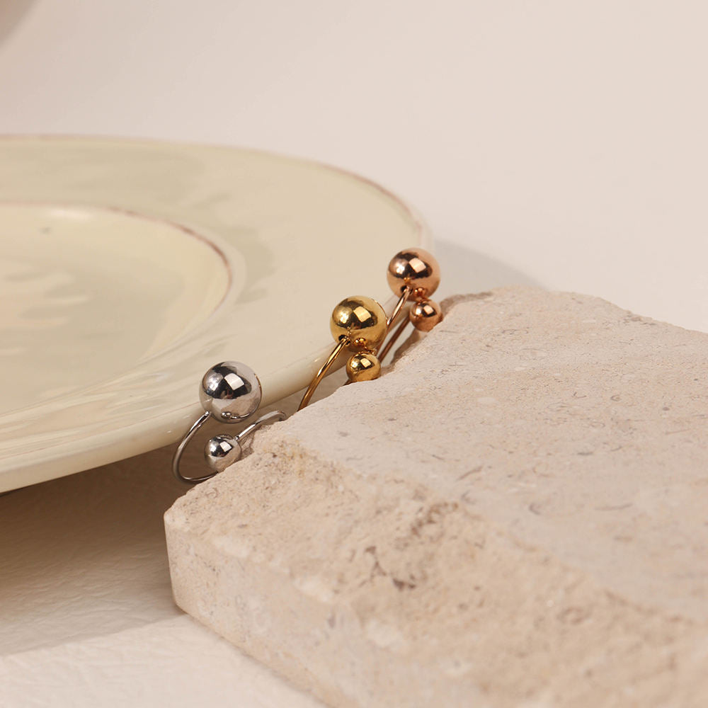 Vermeil Adjustable Bead Ring -Silver 316L Stainless Steel_R014