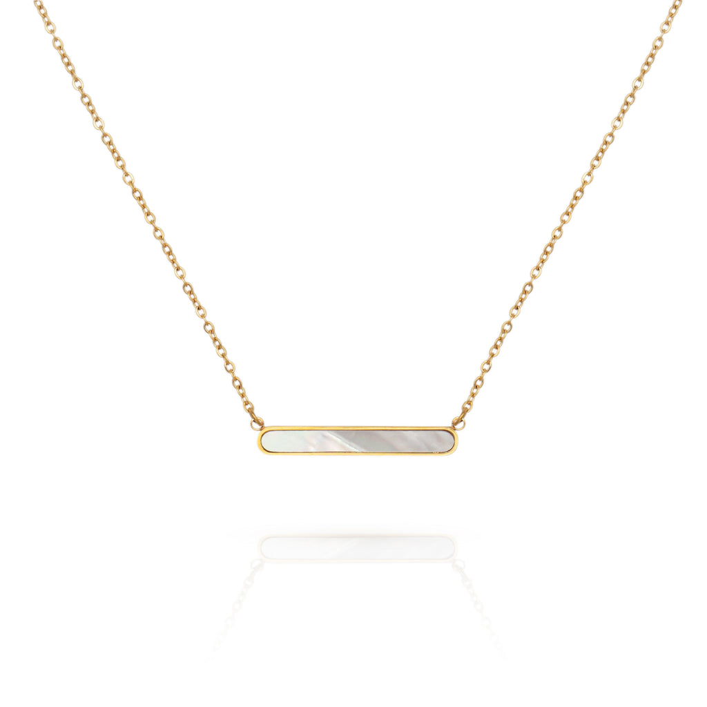 Natural Shell bar Pendant Necklace - PVD18K Gold Plated 316L Stainless Steel_N055