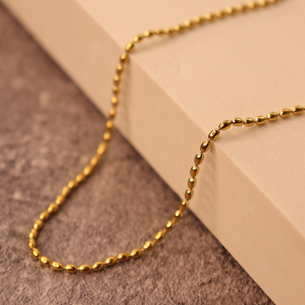 Unfade Simple Beads Chain Necklace for Women - PVD 18k Gold Plated 316L Stainless Steel_N003