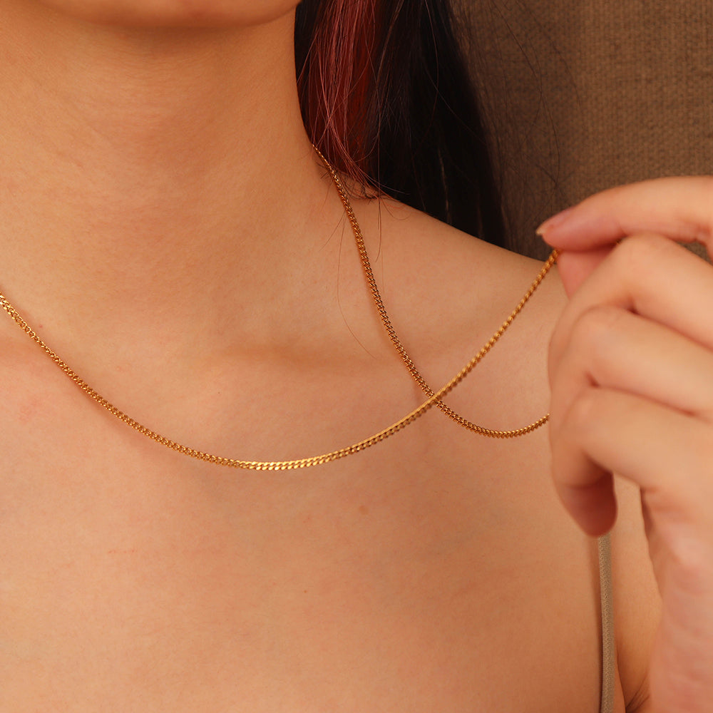 Sweater Chain Necklace  -PVD18K Gold Plated 316L Stainless Steel_N040