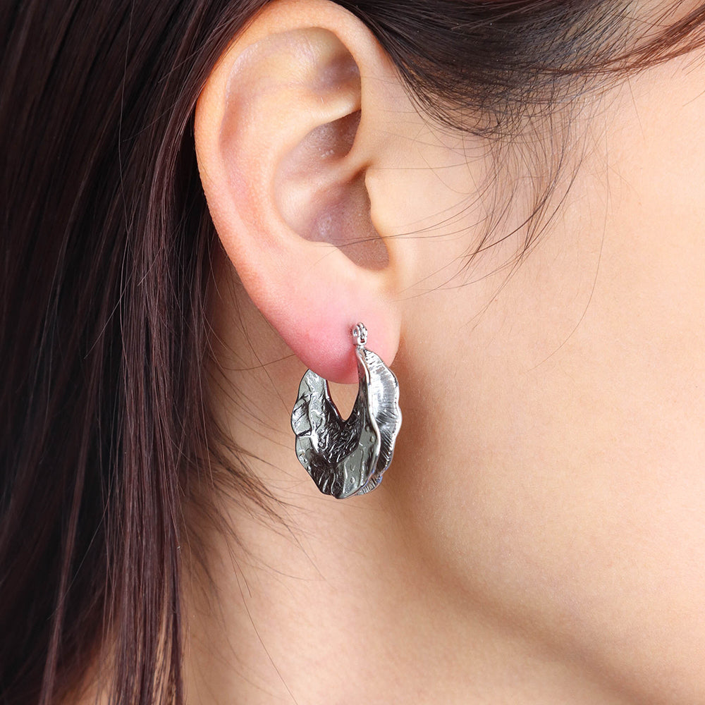 Chunky Statement Earrings - Silver 316L Stainless Steel with PVD Plating_E010