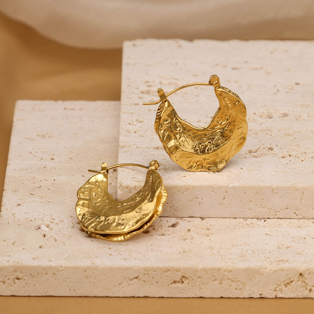 Chunky Statement Earrings - PVD 18k Gold Plated 316L Stainless Steel_E009