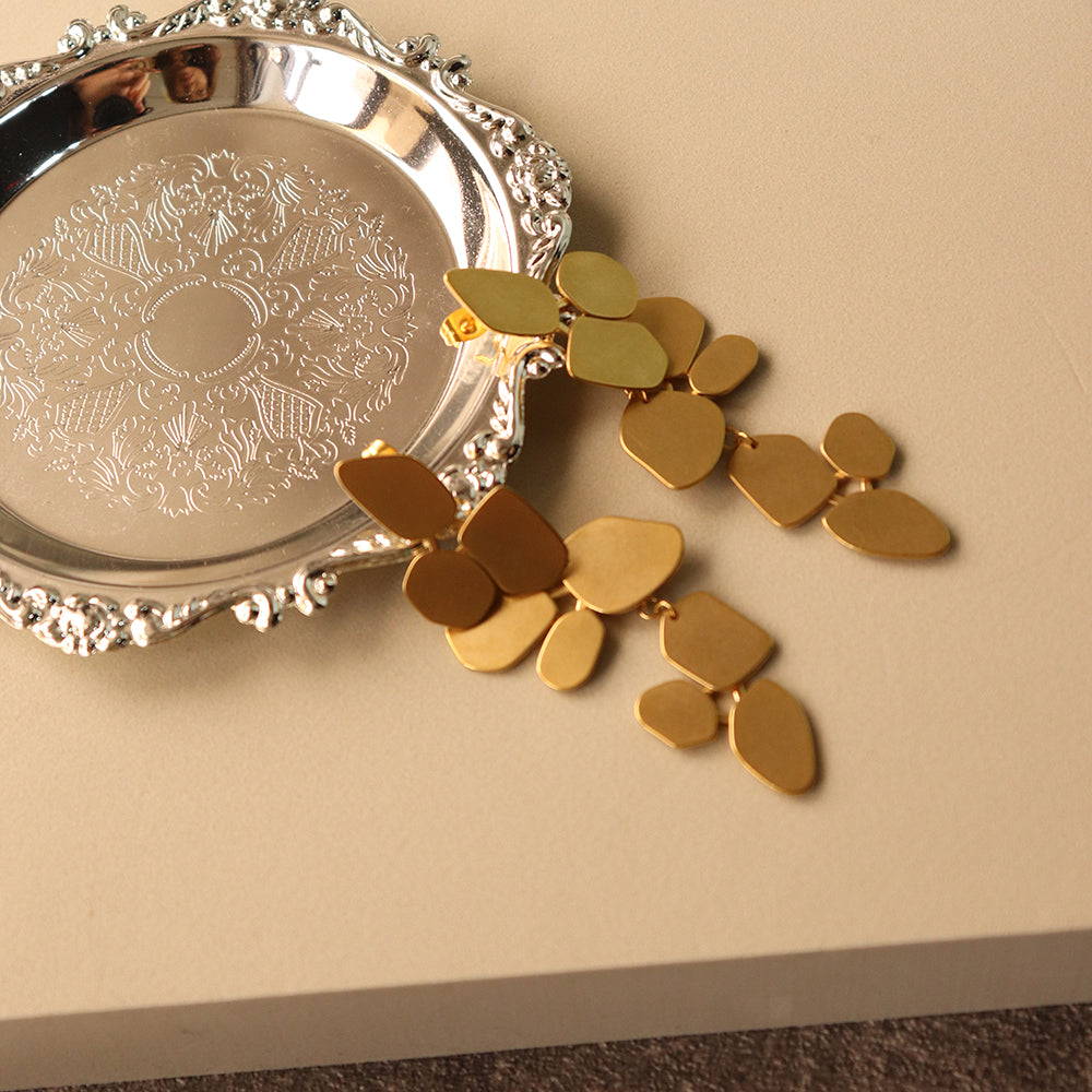 Long Asymmetry and Irregular Earrings - PVD 18k Gold Plated 316L Stainless Steel_E002