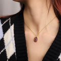 Natural Crystal Pendant Necklace - PVD 18k Gold Plated 316L Stainless Steel_N018-N020