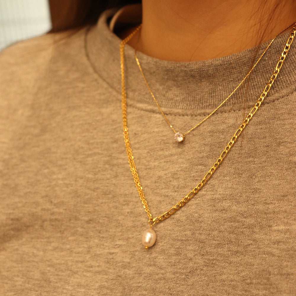 Six Claw Zircon Necklace - PVD 14k Gold Plated 316L Stainless Steel_N016