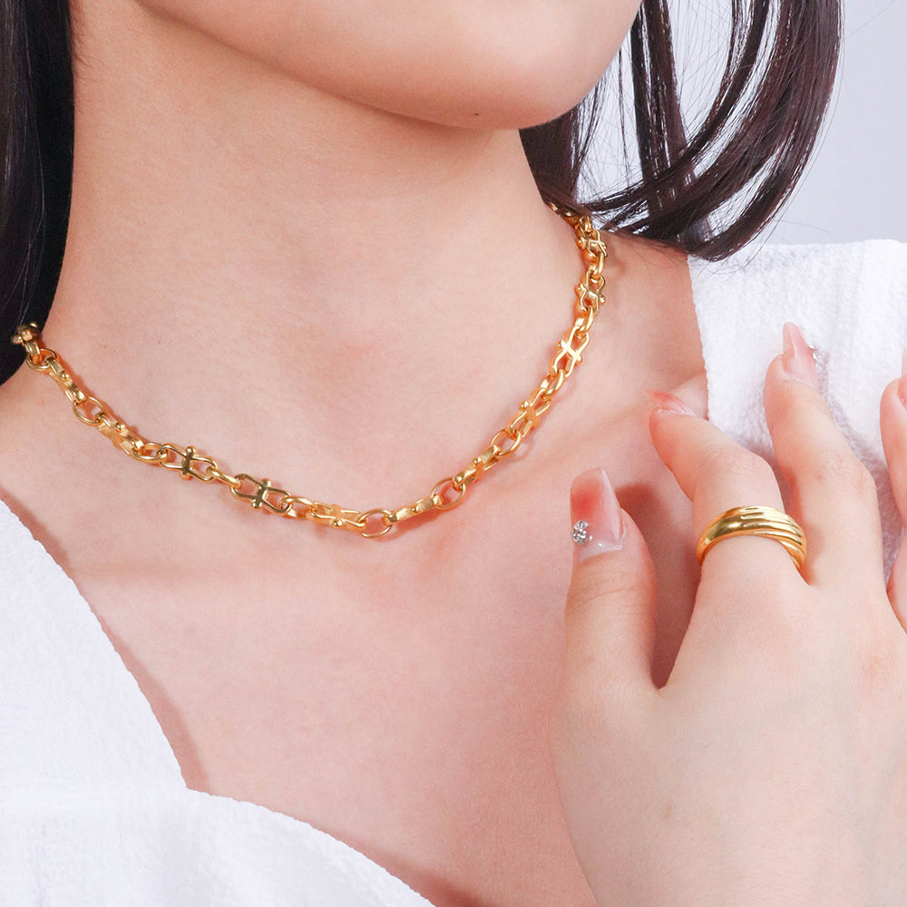 Steel Chunky Infinity Chain Necklace - PVD 18k Gold Plated 316L Stainless_N008