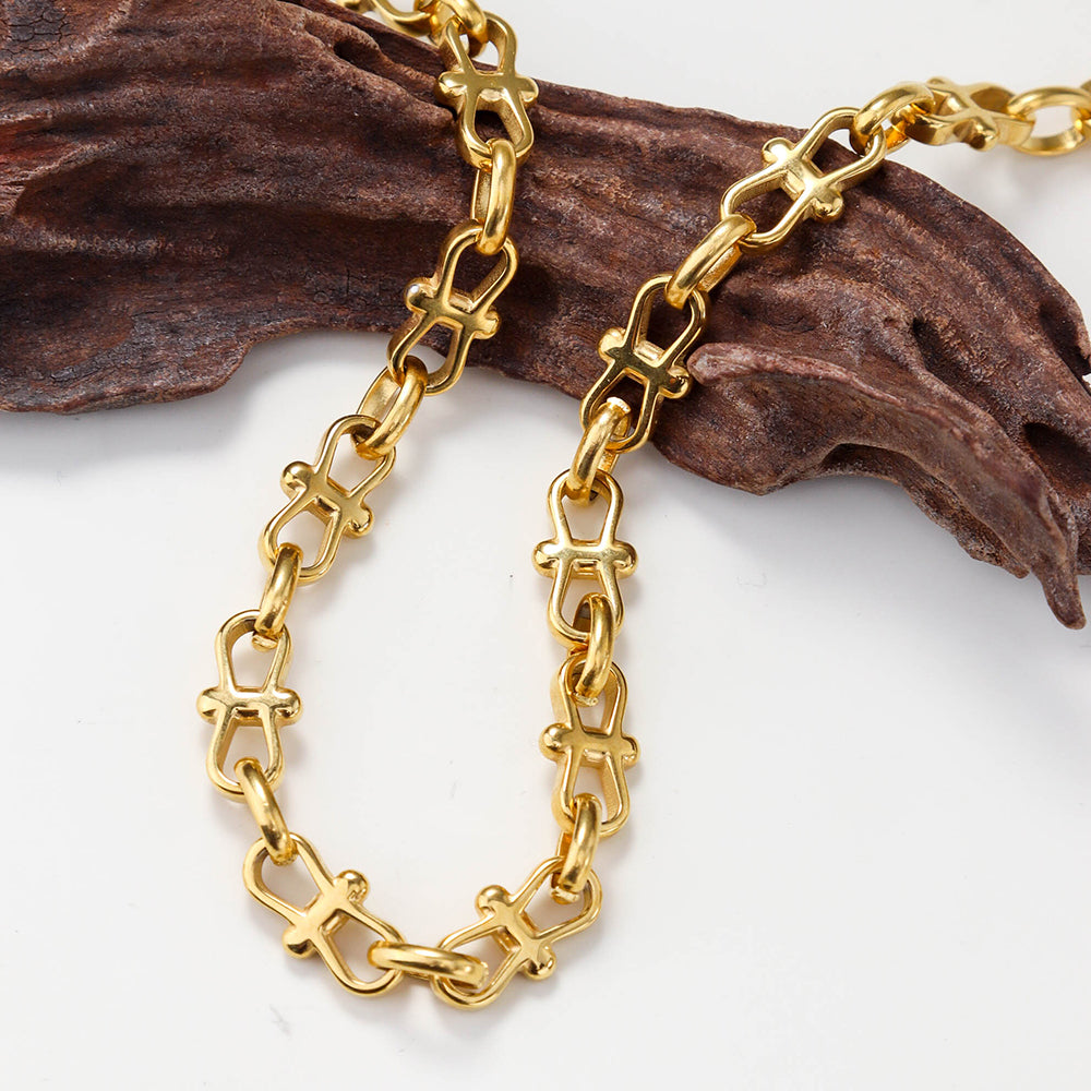 Steel Chunky Infinity Chain Necklace - PVD 18k Gold Plated 316L Stainless_N008