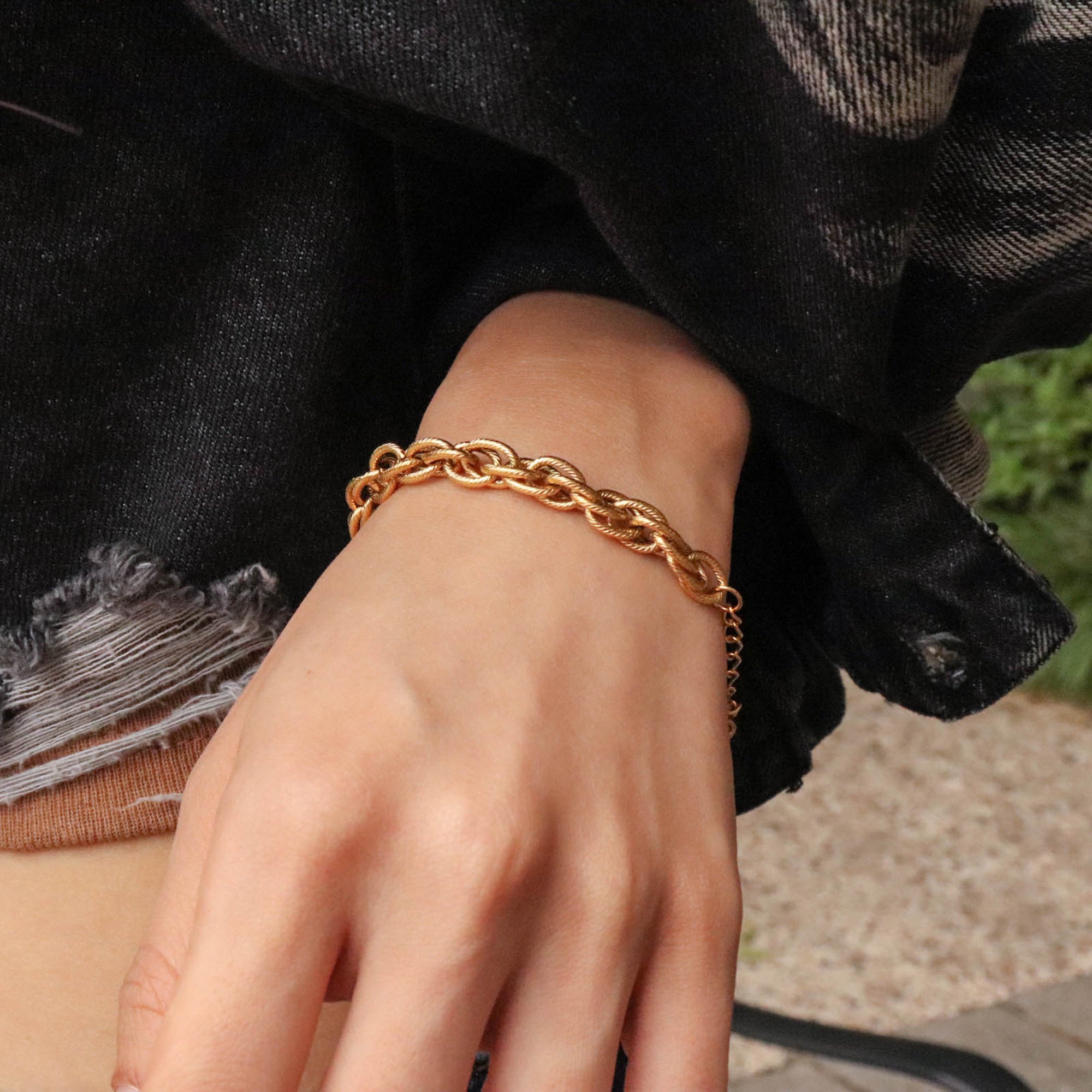 Cloud Chunky Chain Bracelet - PVD 18k Gold Plated  316L Stainless Steel_B005