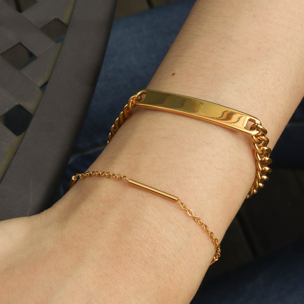 Bar Chain Bracelet Bracelet - PVD18K Gold Plated 316L Stainless Steel_B047