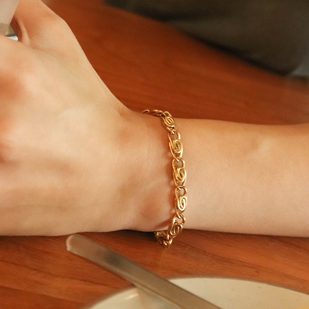 Geometry Knitting Chain Bracelet - PVD 18k Gold Plated 316L Stainless Steel_B003