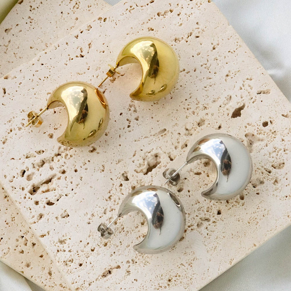 3D Stud Earrings - PVD 18k Gold Plated 316L Stainless Steel-E003