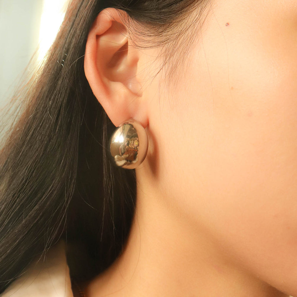 3D Stud Earrings - Silver 316L Stainless Steel with PVD Plating_E004