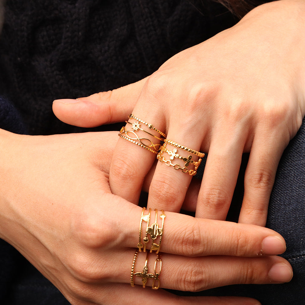 Four layers Adjustable Infinity Ring - PVD 18k Gold Plated 316L Stainless Steel_R024