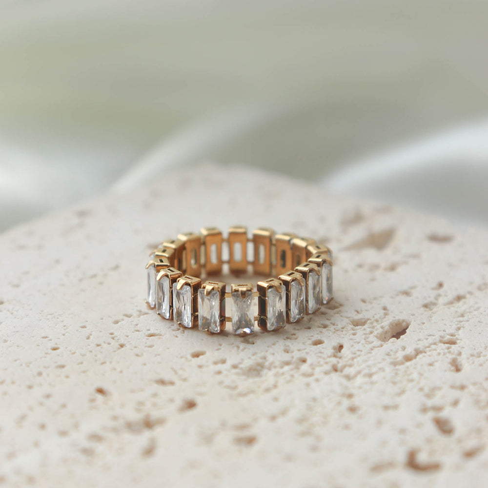 Bing Bling Bejeweled Zircon Ring - PVD 18k Gold Plated 316L Stainless Steel_R007-R009