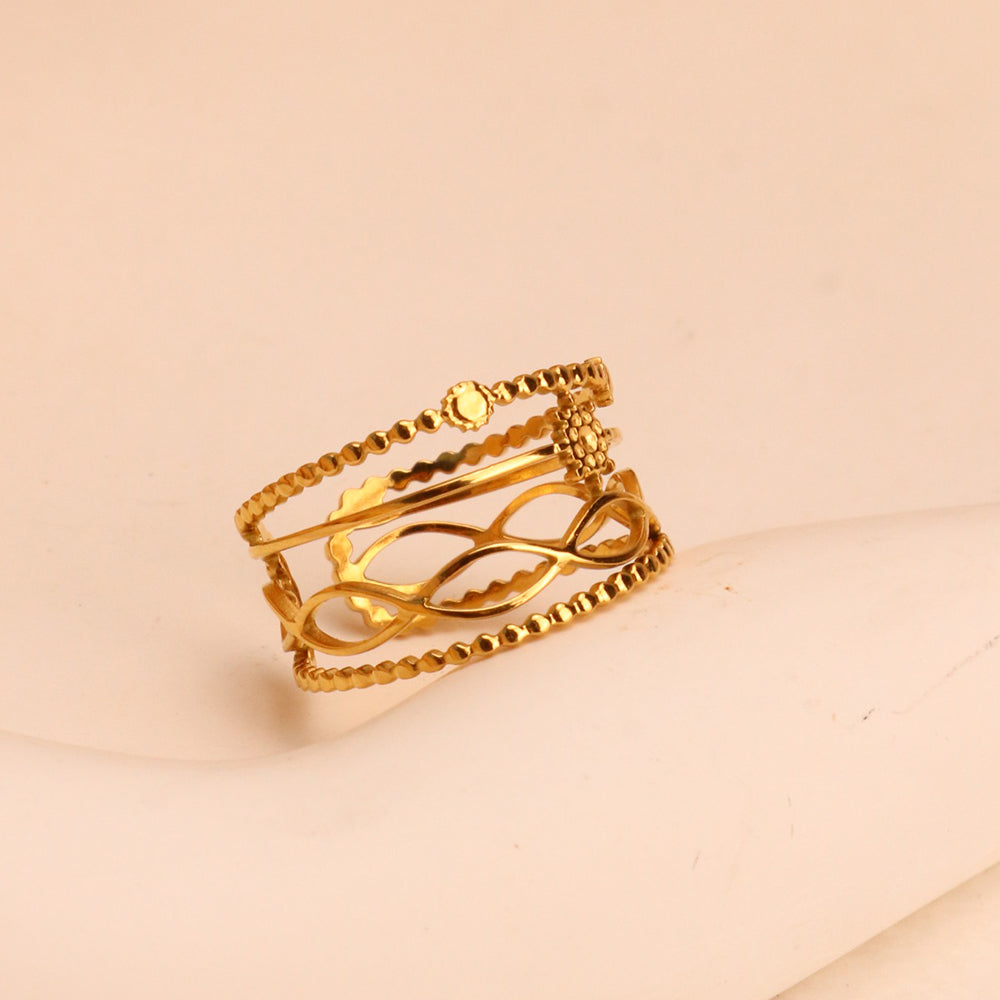 Four layers Adjustable Infinity Ring - PVD 18k Gold Plated 316L Stainless Steel_R024