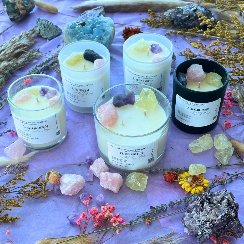 Velvet Candle 009-Zenthia-Crystal Candle Collection: Citrus and Amber